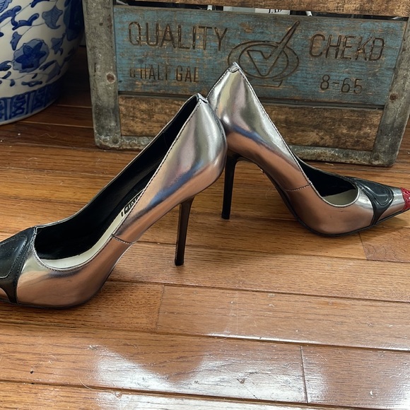 Alice + Olivia High Heel Metallic Sunglasses 39.5 US 9.5 Shoes - Picture 4 of 13